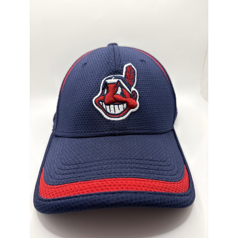New Era 39THIRTY Cleveland Indians Chief Wahoo Hat Navy Blue Red Small-Medium